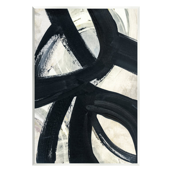 Stupell Industries Dynamic Modern Black Paint Strokes Bold Abstract On